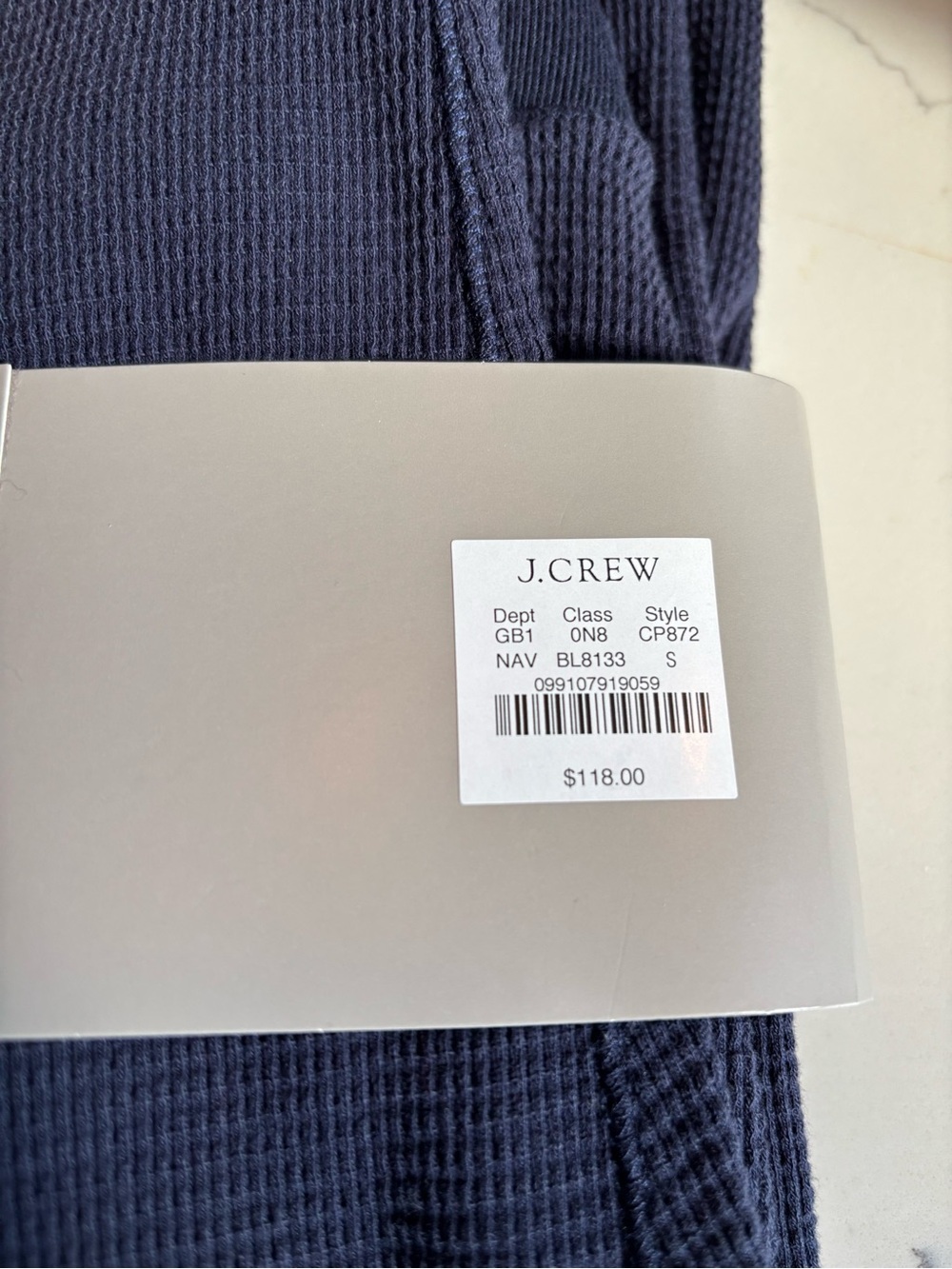 NWT - J.Crew Waffle henley pajama set  - **NAVY** - Picture 7 of 9